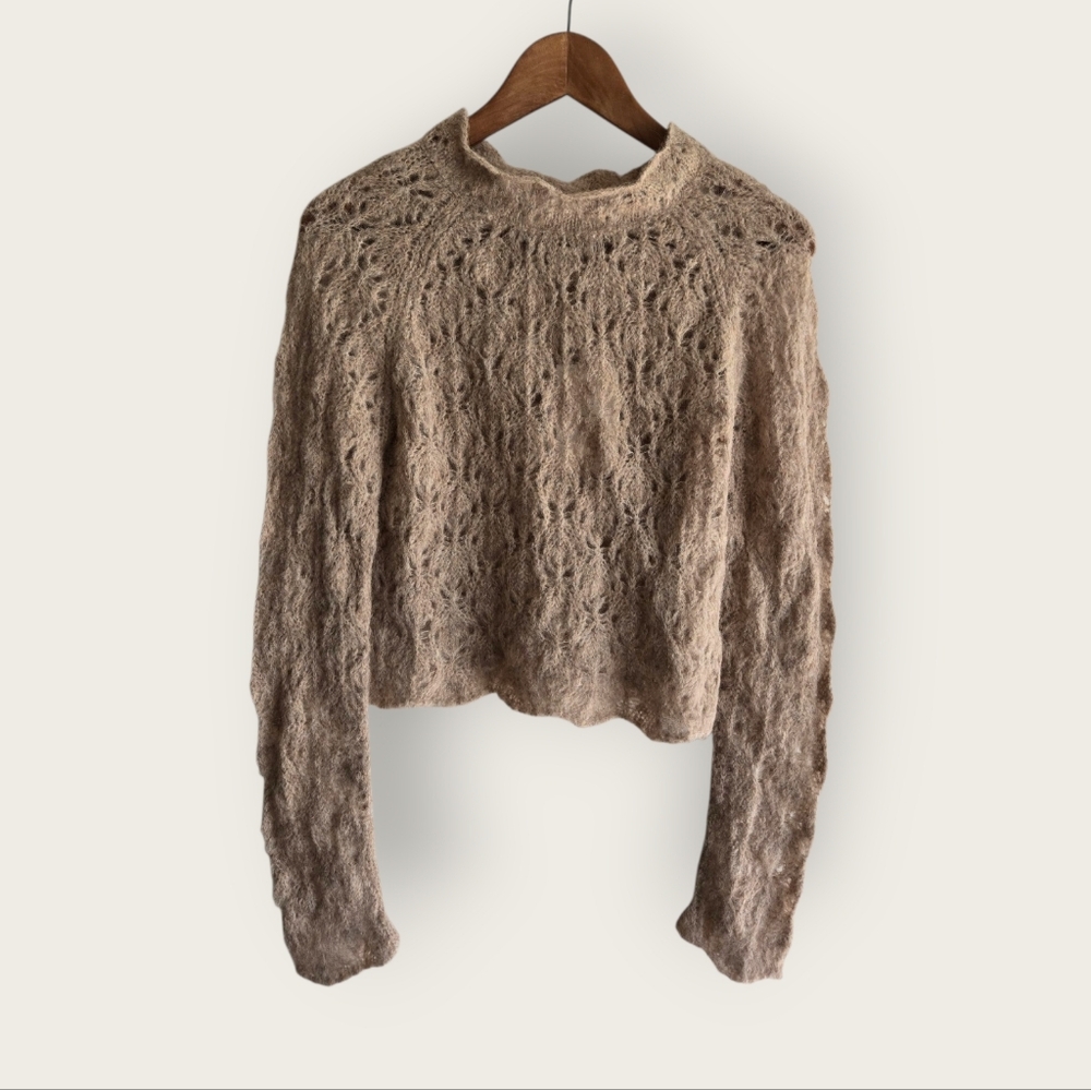 Ayni BRANDNEW Tan Knit Sweater Size Med Alpaca Handmade Fairy Sweater Cabincore - Picture 2 of 7